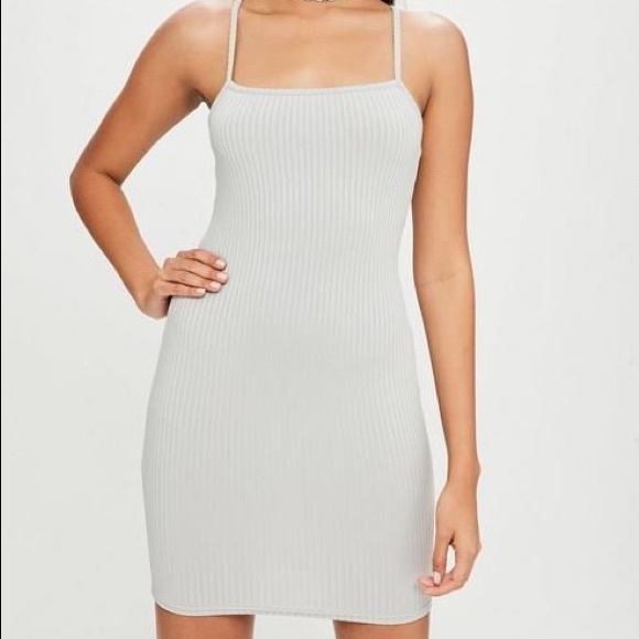 Missguided grey ribbed mini dress Sz 2 - Picture 1 of 1